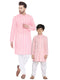 Vastramay Pink Pure Cotton Kurta Chikankari Pyjama Baap Beta Set